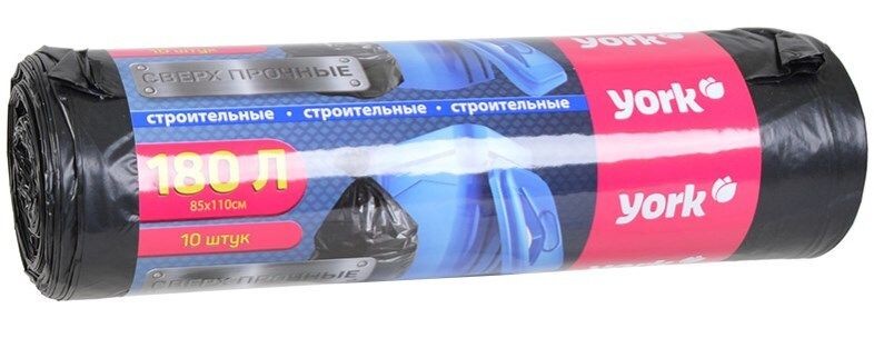 Мешки для мусора 180л, 10шт, 28мкм YORK