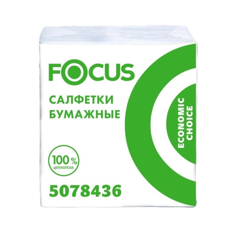 Салфетки бумажные 100шт ФОКУС 1-сл