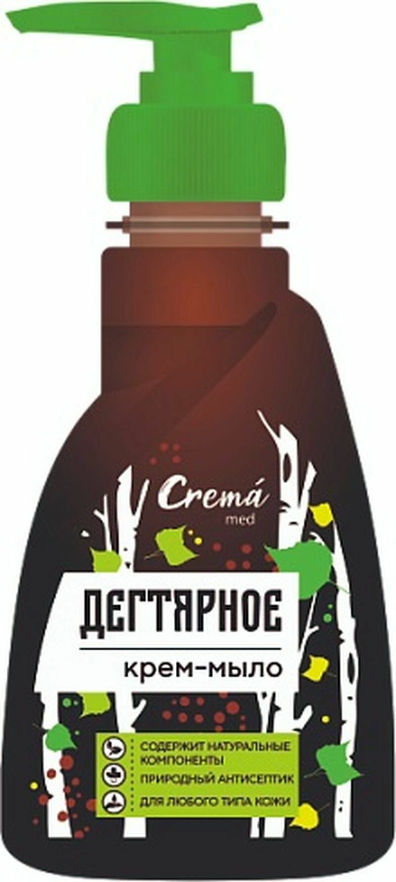 Жидкое мыло  250мл CREMA med Дегтярное (дозатор)